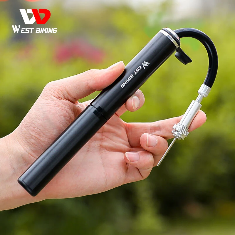 WEST BIKING 160PSI Bike Pump High Pressure Hose MTB Road Bicycle Tire Inflator Schrader Presta Valve Ball Portable Mini Pump