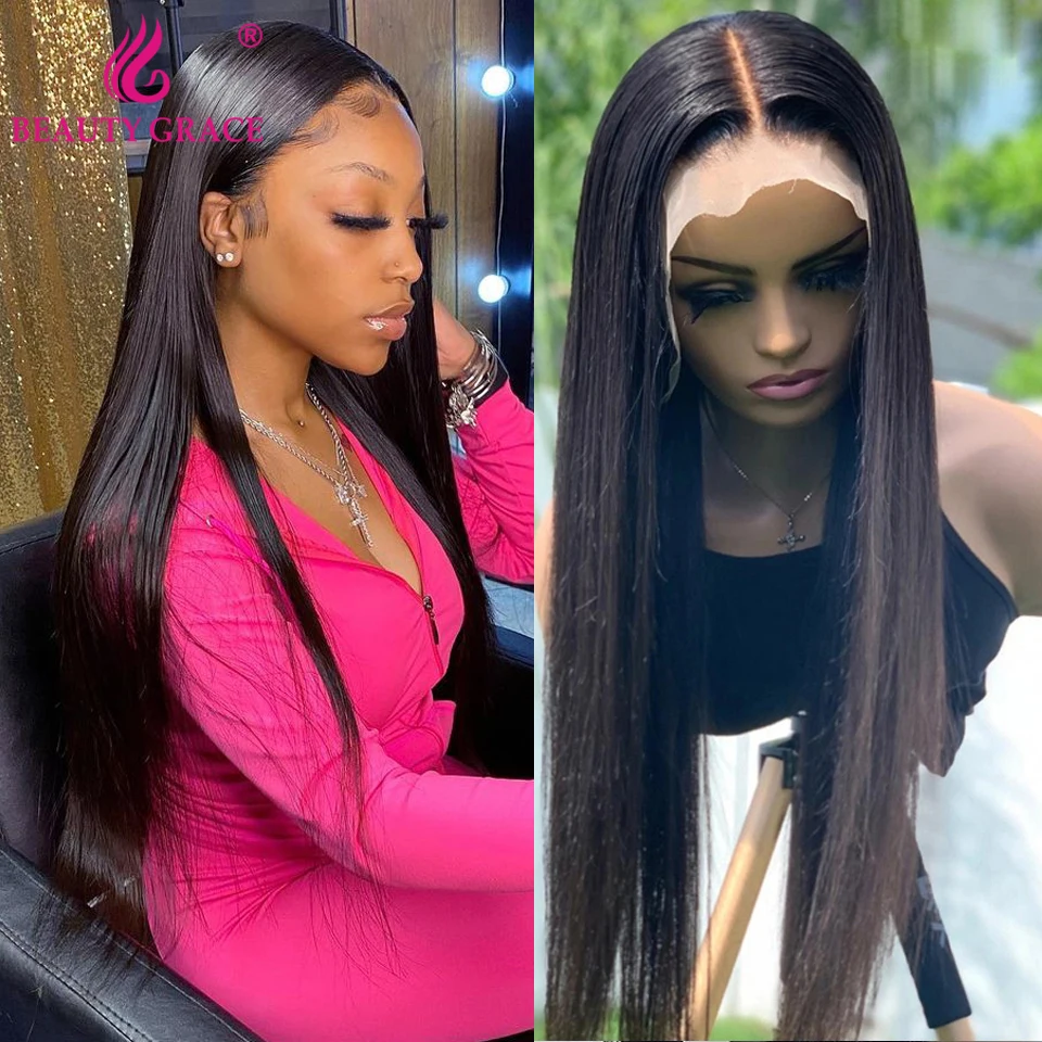 250 Density Brazilian Bone Straight Lace Front Human Hair Wig HD 13X4 Lace Frontal Wigs Wigs For Women 30 Lace Front Wig