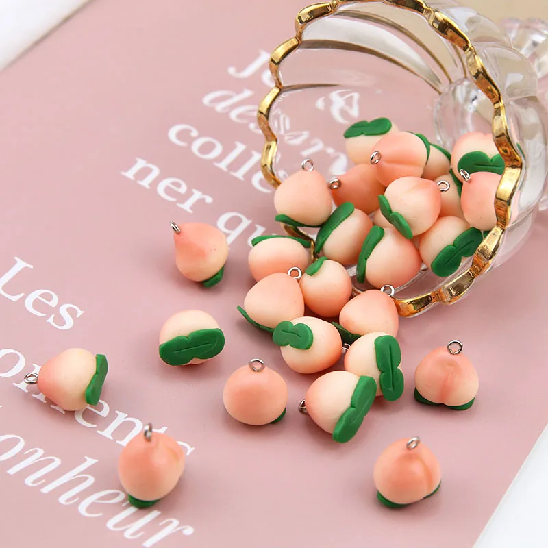 

DIY Jewelry Findings Ornament Accessory Resin Fruit Peach 3D Charms Pendant Fit Kawaii Earring Necklace Bracelet Phone Chain