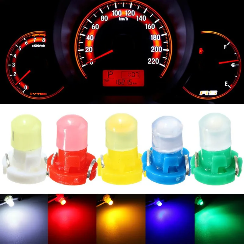 10pcs/lot T3 LED Light Bulb Cluster Gauges Dashboard White/Yellow/Blue/Red/Green instruments Panel Climate Base Lamp Light