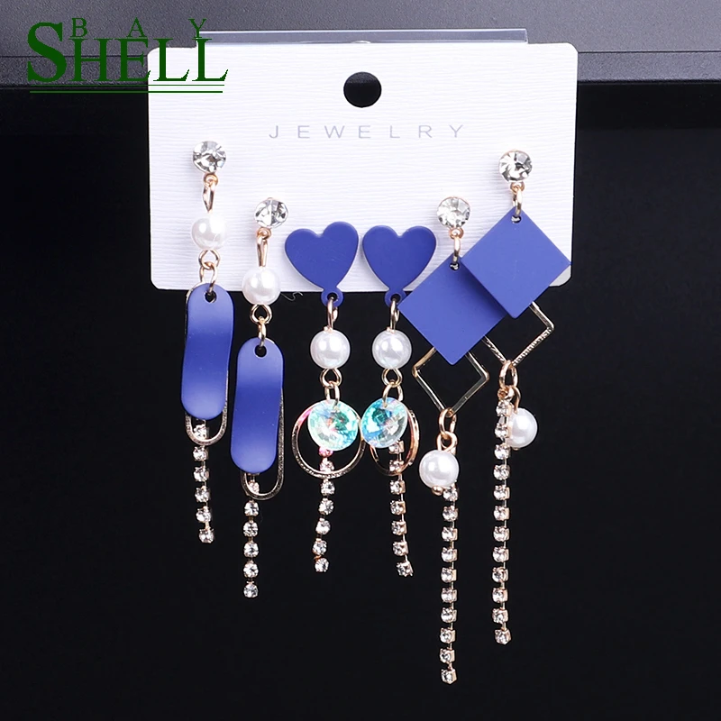 Shell Bay 2020 Long Earrings Set Fashion Jewelry Set Earrings Women Girl Bohemian Drop/Small Earrings Gifts Cute Pink Wholesale