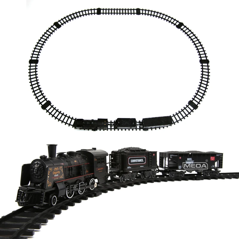 Christmas Electric Rail Car Series Add Water To Smoke Train Track Small Size All Alloy Train Electric Toys With Music Lights