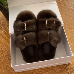 Luxury Designer Slipper Sandals Women 2024 Summer European Fashion Women's Shoes Ladies Slippers 100% High Quality Mink Slippers