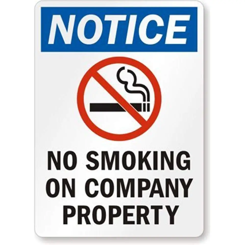 Guadalupe Ross Metal  Notice: No Smoking On Company Property Wall Decor Metal Sign 12x8 Inches