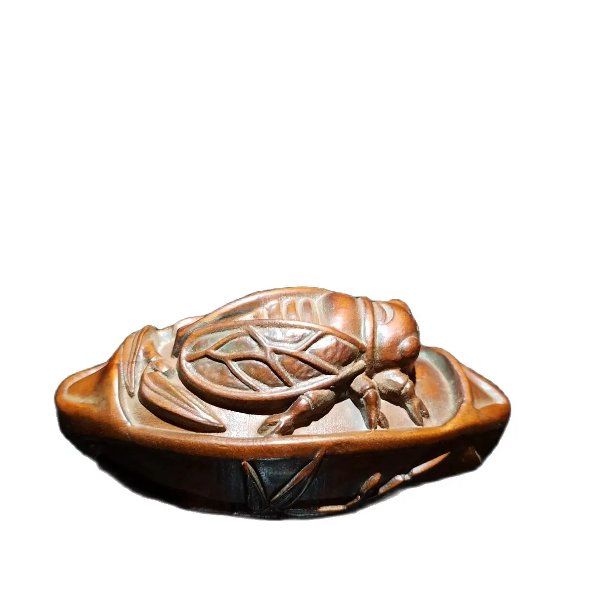 vintage antique wooden carved Cicada carving wood decorative sculpture bamboo decor carved figurines living room nordic