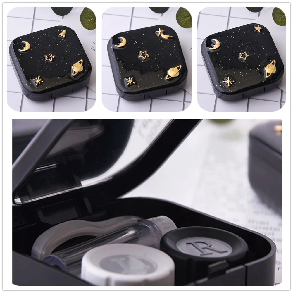 

VIP 1 Set Mini Contact Lens Case Travel Kit Easy Carry Mirror Lenses Box Container Color Contact Lens Case Box Tweezers