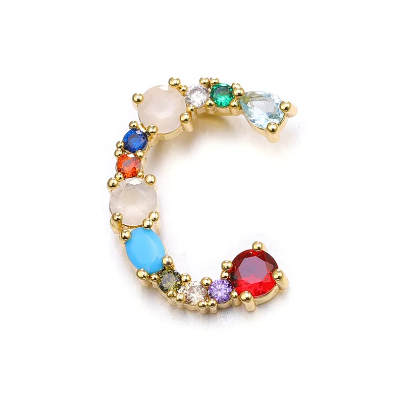 Juya handgefertigte 18K vergoldete Regenbogenkristalle, Opal-Edelsteine, 26 Alphabetbuchstaben, Anfangsbuchstaben-Anhänger für DIY-Namensschmuckherstellung – Detail 9