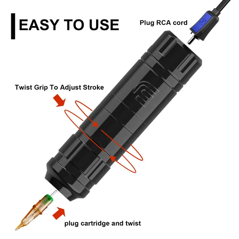 EZ Gazer Rotary Cartridge Tattoo Machine Pen FAULHABER Motor 3.0mm 3.5mm stroke RCA Cord Packing Blending for Cartridge Needles