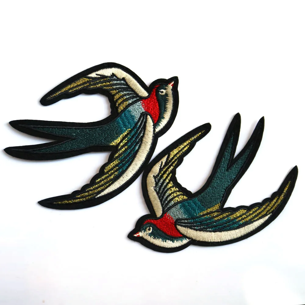 2pc/pair embroidery Swallow patches for clothing  iron on patch for clothes ironing applique parches for jacket