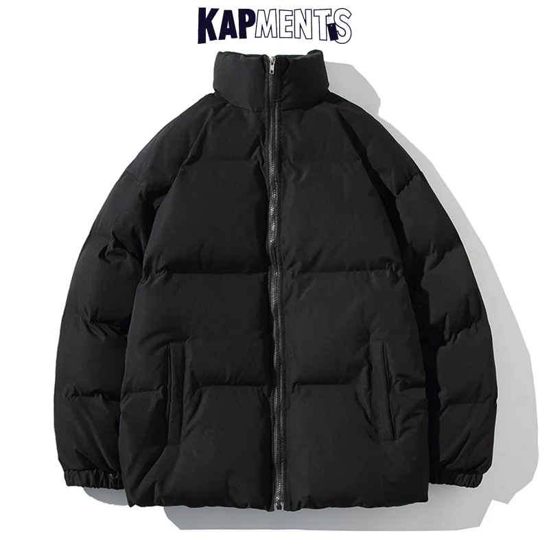 

KAPMENTS Men Harajuku Solid Warm Puffer Jacket 2023 Parka Mens Japanese Streetwear Winter Jacket Male Korean Fashion Bubble Coat