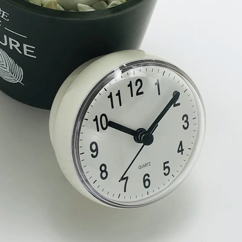 Mini sucker wall clock bathroom anti-fog waterproof clock Kitchen bathroom clock mini Quartz clock table clock 7cm