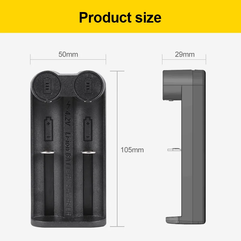 PUJIMAX 18650 battery charger Smart charging 2 slot 3.7V 26650 18350 32650 21700 26500 Rechargeable Battery charger