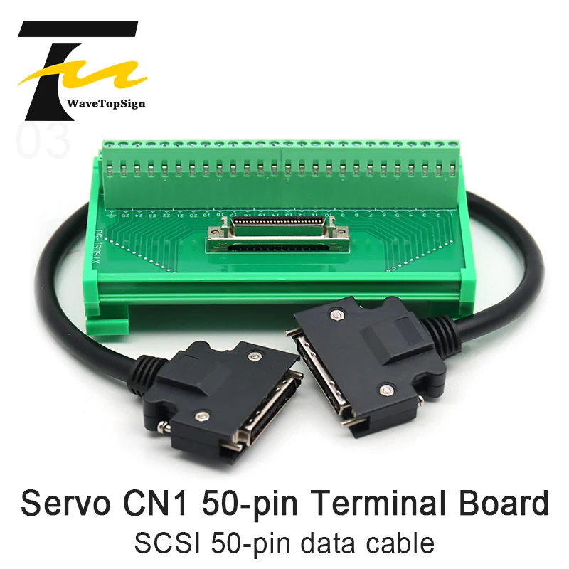 

WaveTopSign Guide rail terminal block terminal board Servo CN1 50-pin SCSI 50-pin data cable For delta b2 Simens v90