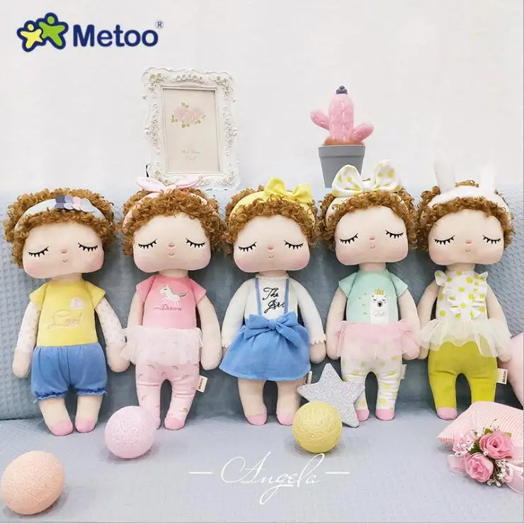Metoo Plush Toys Curls Angela Dolls  new design  Plush Rabbit Girl Gift Toys For Kids Easter gift