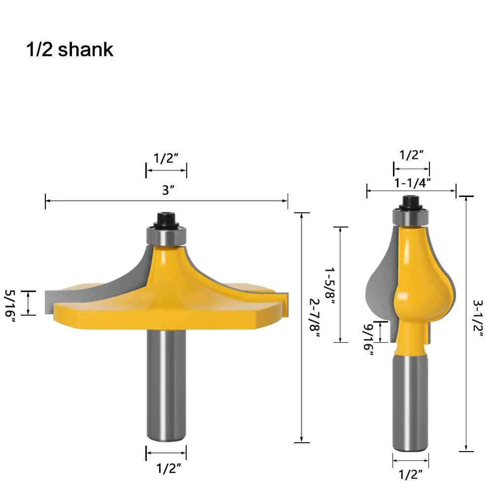 2PC 12mm Shank Thumbnail & Beaded 2 Bit Handrail Router Bit Set Line knife Woodworking cutter Tenon Cutter for Woodworking Tools