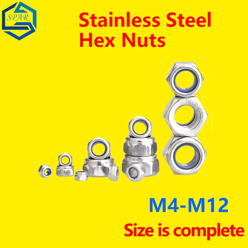 

Hex Nuts of Stainless Steel Nylon Locknut Locking Self-locking Nuts Non-slip Fine-tooth anti-tooth hexagon Screw Cap DIN985