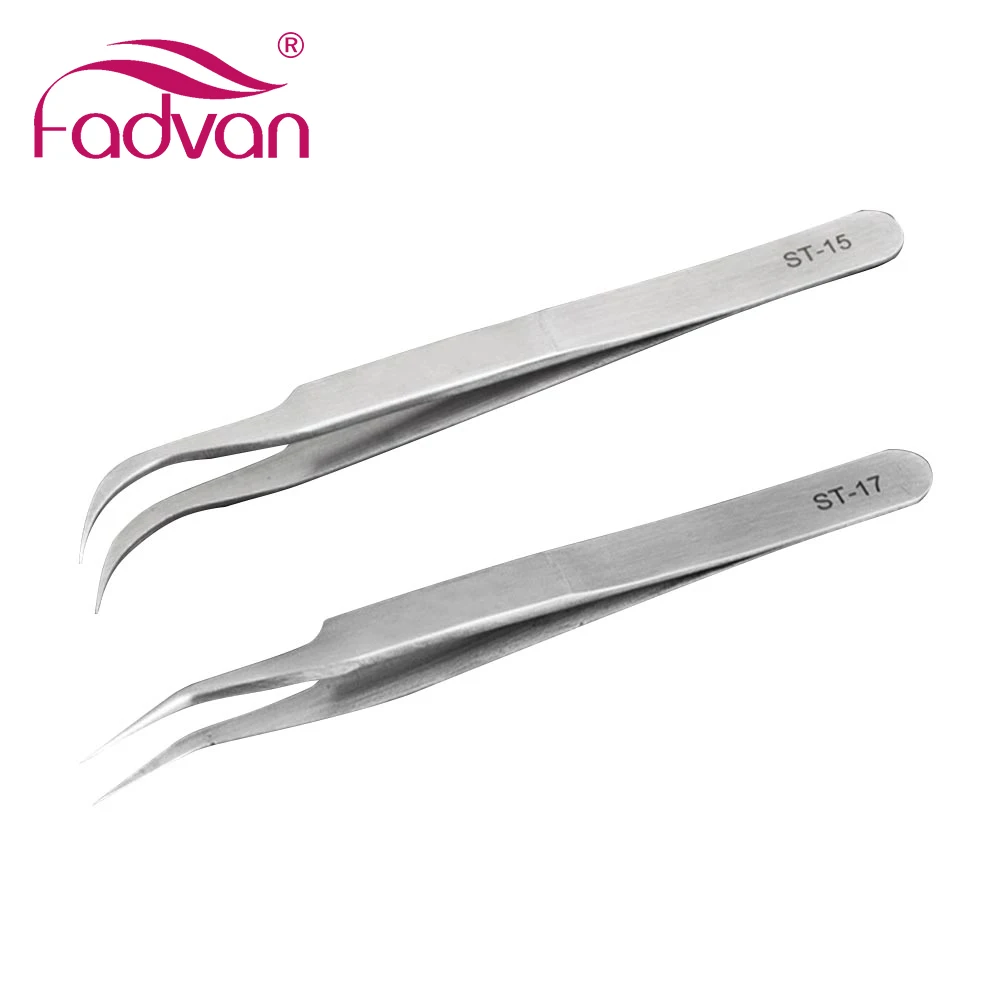 Fadvan Stainless Steel Tweezers 2pcs/set VETUS-ST Series Eyebrow Tweezer False Eyelash Extension Tools Anti Acid Tweezers