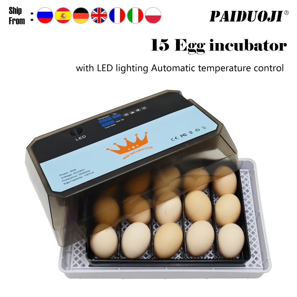 Mini New 15 eggs incubator for Chicken Goose Bird Quail Automatic Incubation Equipment Hatchery Incubation Tools