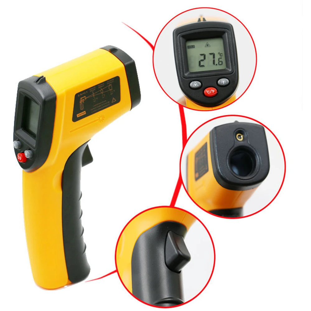 Digital Infrared Thermometer -50~400℃ Laser Temperature Meter Gun Digital LCD Industrial Outdoor Laser Pyrometer IR Thermometer