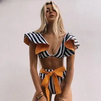 Two-Pieces Women Floral 2025 Push-Up Padded Bra Ruffles Bandage Bikini Set Swimsuit Swimwear Bathing Suit Beachwear Biquini - Image 3
