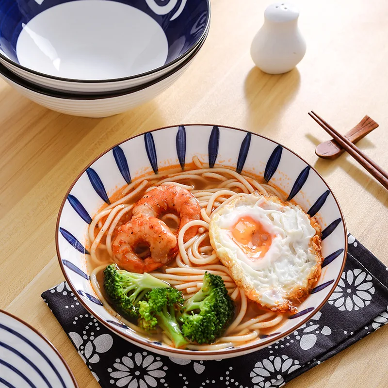 Imagem -02 - Tigela Japonesa de Ramen Doméstica Grande Tigela de Macarrão Instantâneo Cerâmica Grande Chapéu Tigela de Sopa Utensílios de Mesa Japoneses