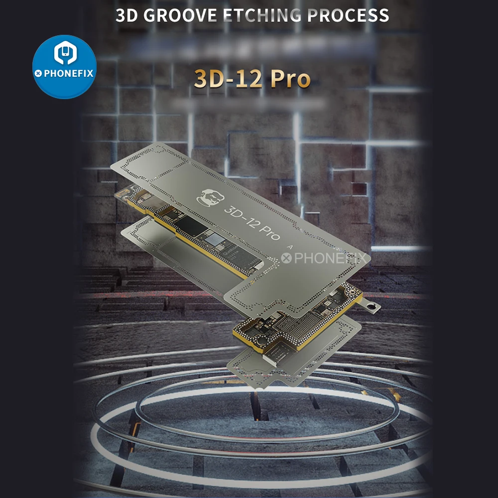Thợ Cơ Khí 3D-12Pro Giữa Khung Reballing Stencil 2 Mặt Định Vị Tín Trồng Thép Lưới Cho iPhone 12/12 Pro Sửa Chữa