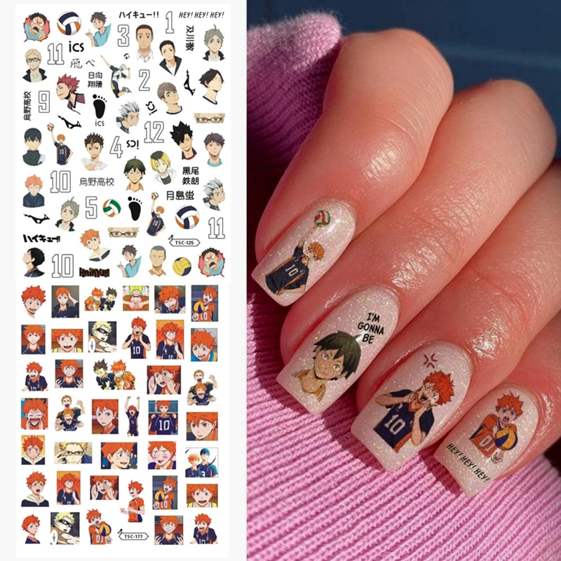 Newest TSC series TSC-176-177 Cartoon volleyball boy 3d nail art stickers decal template diy nail tool decoration