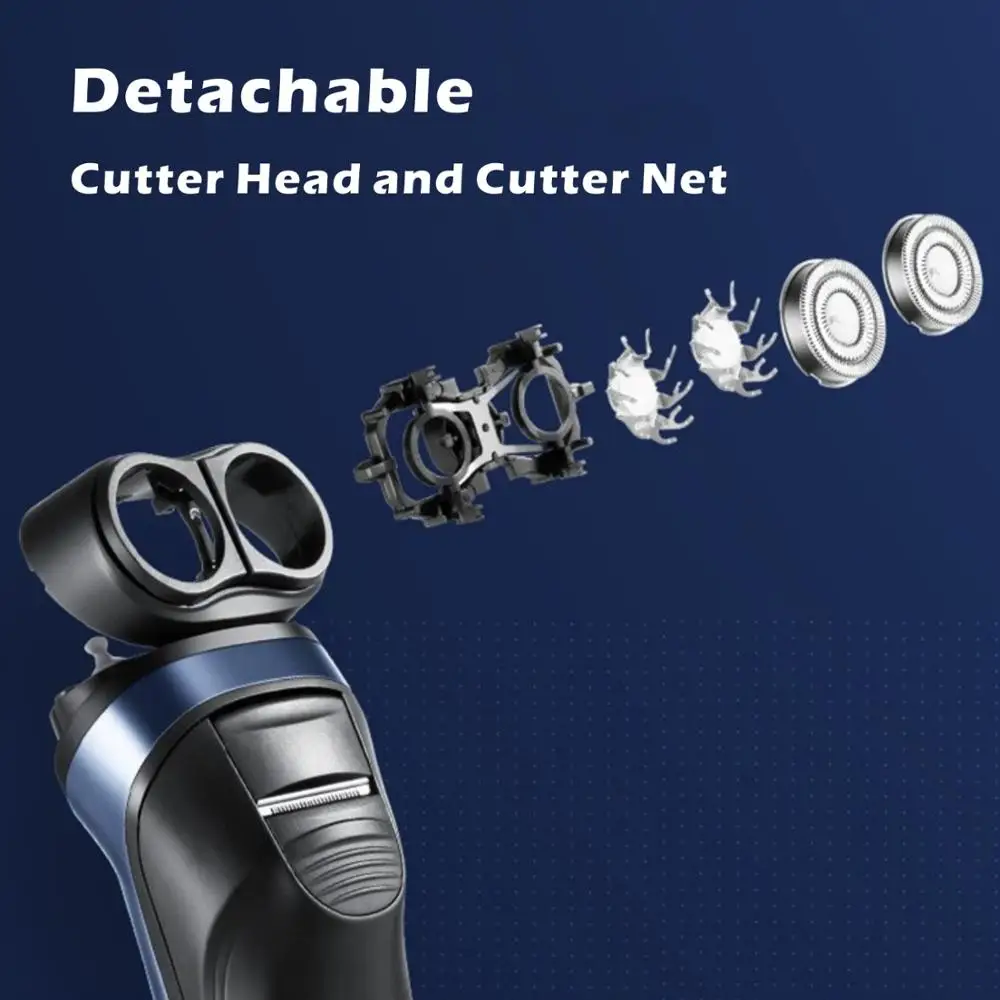 ماكينة حلاقة كهربائية للرجال اللحية الشعر المتقلب ثلاثية الأبعاد رئيس الجافة الرطب آلة الحلاقة قابل للغسل شفرة مزدوجة USB قابلة للشحن