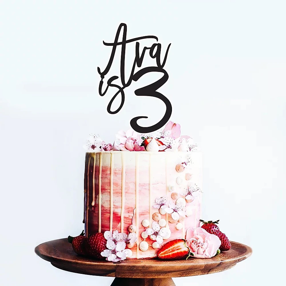 Acrilico su misura Happy Birthday Cake Topper con il Nome e L\'etร , Personalizzato In Oro Rosa Specchio Di Compleanno Cake Topper Partito Decor