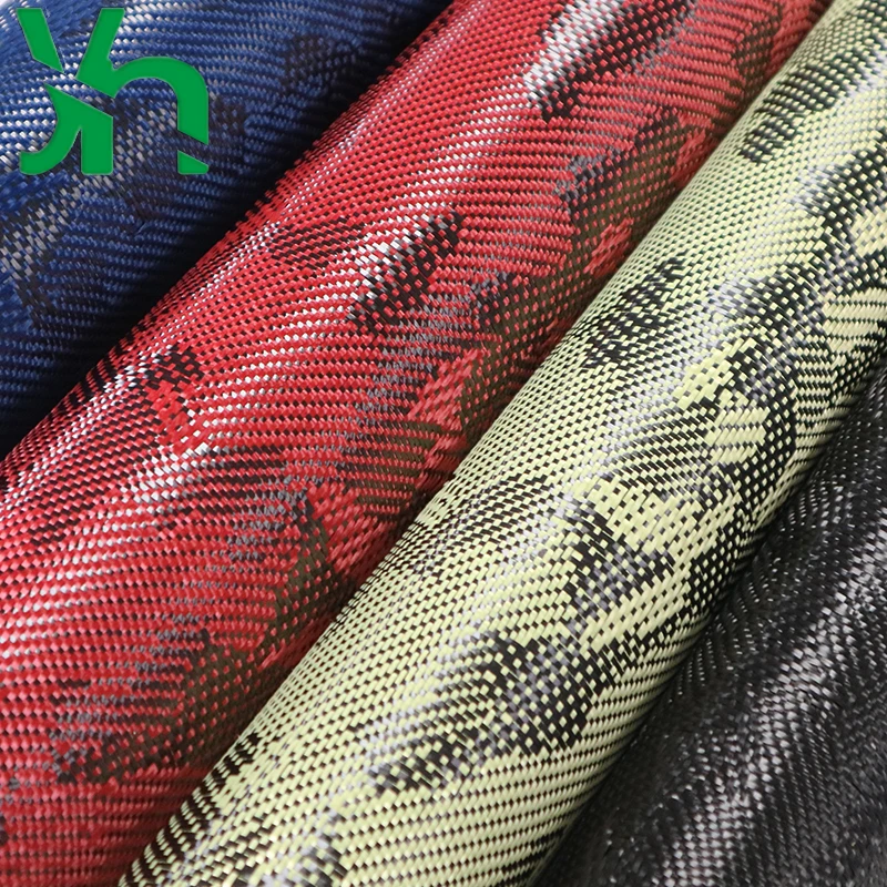 3K210g red camouflage pattern Kevlar mixed carbon fiber cloth Personalized decoration modification