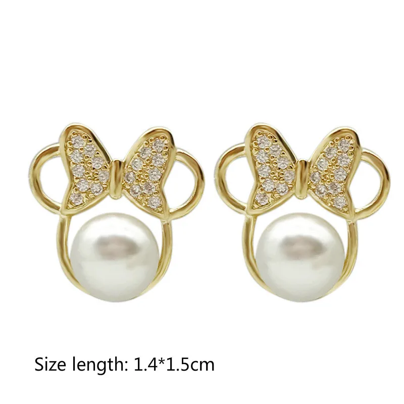 Korean Version Of Earrings 2021 New Forest Cute Bow Crystal Pearl Earrings Women\'s Fashion Net Red Wild Earrings Sale Orecchini