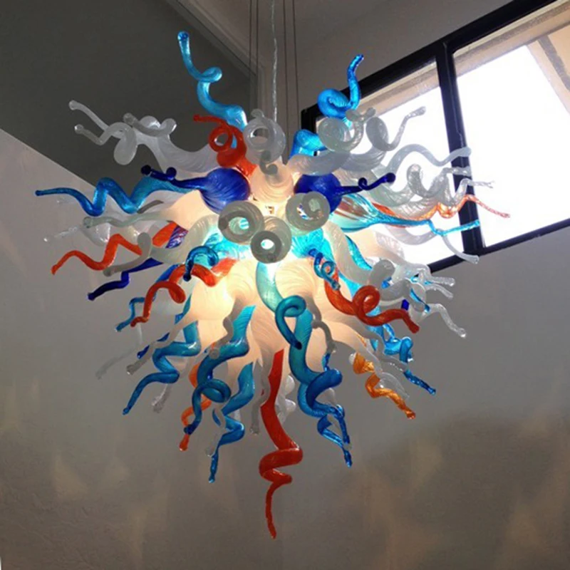 

LED Artistic Murano Glass Light High Hanging Chain Lamp Modern Crystal Ceiling Lamp