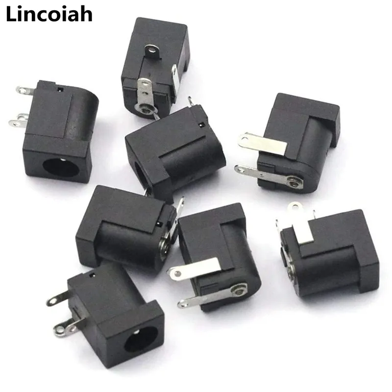 40 20 10 szt. 5,5x2,1 mm DC-005 Czarne gniazdo zasilania DC Złącza DC Zasilanie typu beczkowego Kątowy terminal do montażu na PCB