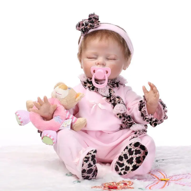 Bebes doll with 52CM newborn bebe realistic reborn soft full body slicone lifelike sleeping baby Anatomically Correct