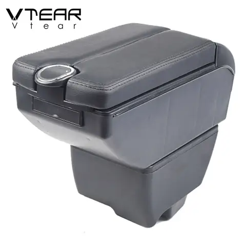 Vtear 자동 팔걸이 USB 인터페이스 팔걸이 가죽 패드 보관함, 센터 콘솔 뚜껑 장식 액세서리, Mahindra Bolero용