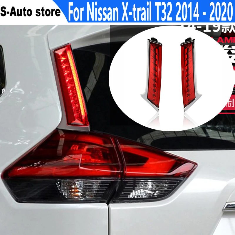 For Nissan X-trail T32 2014 - 2020 3-in-1 Functions LED Bumper Light Rear Fog Lamp Brake Light Dynamic Turn Signal Pillar Light