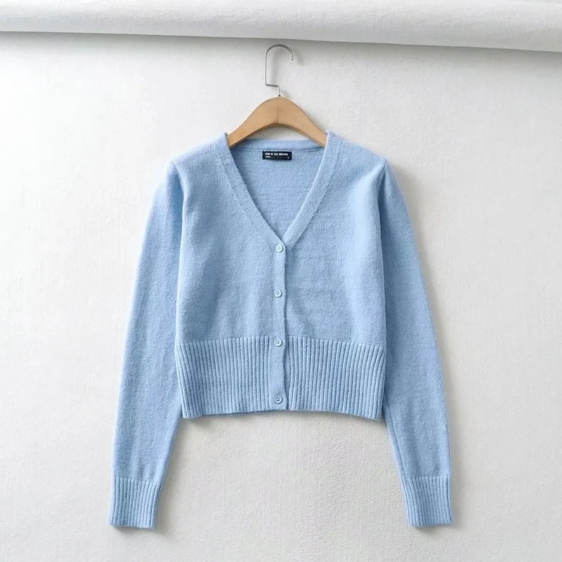 Knitting Casual 90s Vintage Cardigans V-Neck Button Long Sleeve Crop Sweaters Women Fashion Indie Style Clothes 2023 Autumn New