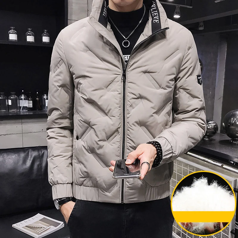 Chaqueta de plumón de pato para hombre, abrigo grueso y cálido, ajustado, de talla grande, resistente al frío, 2020, novedad, invierno, 80%