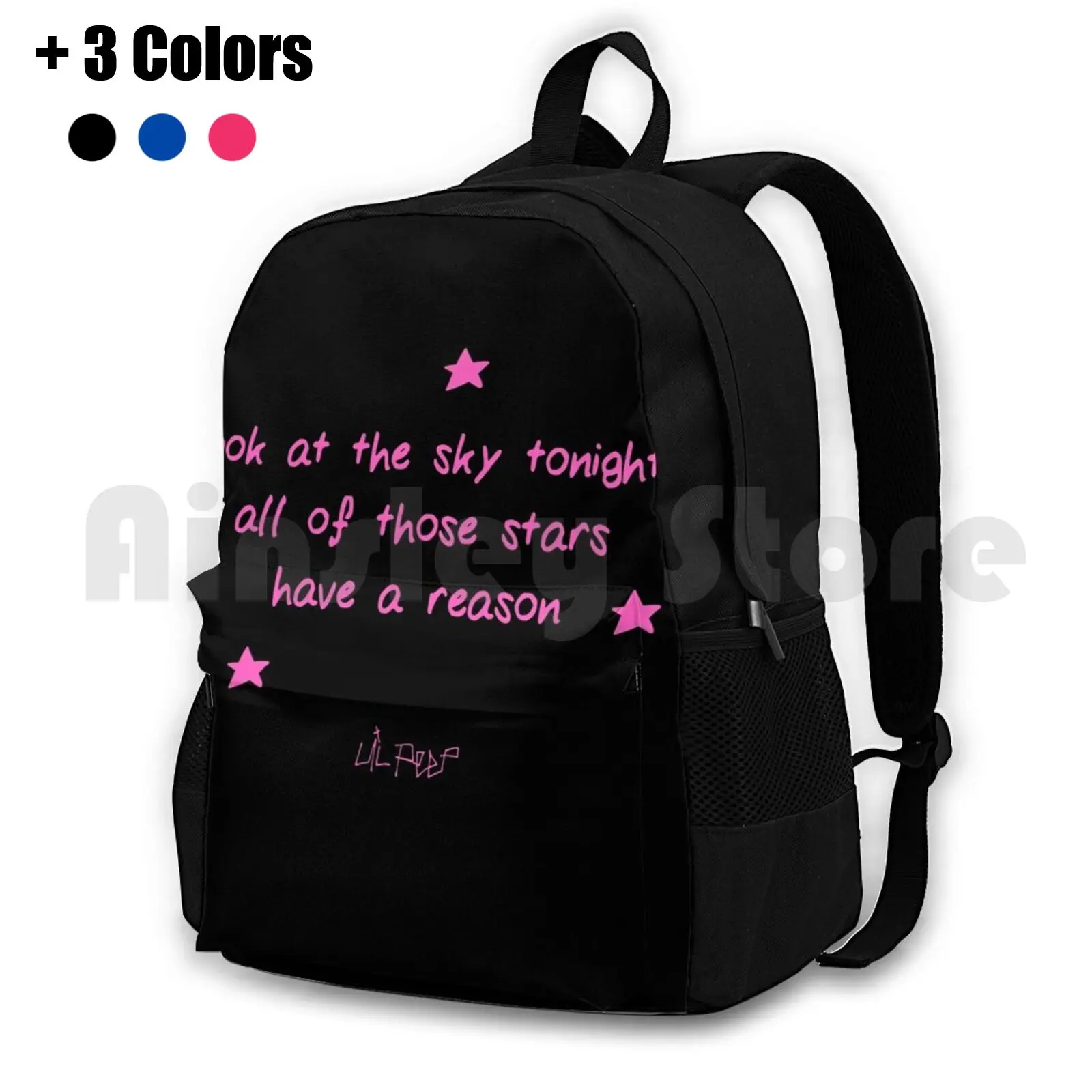 Lil Peep Star Shopping Lyrics Pink-Lil Peep Merch Outdoor Hiking Backpack Riding Climbing Sports Bag Lil Peep Everybodys