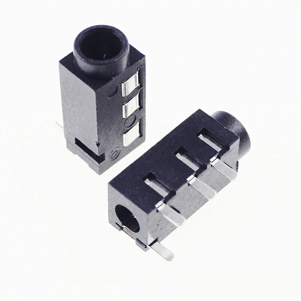 Conector de entrada de áudio trrs com 100 peças, conector através de buracos, pcb, horizontal, 4 contato, 4 condutores, ângulo reto, nenhum interruptor interno, 4 polos