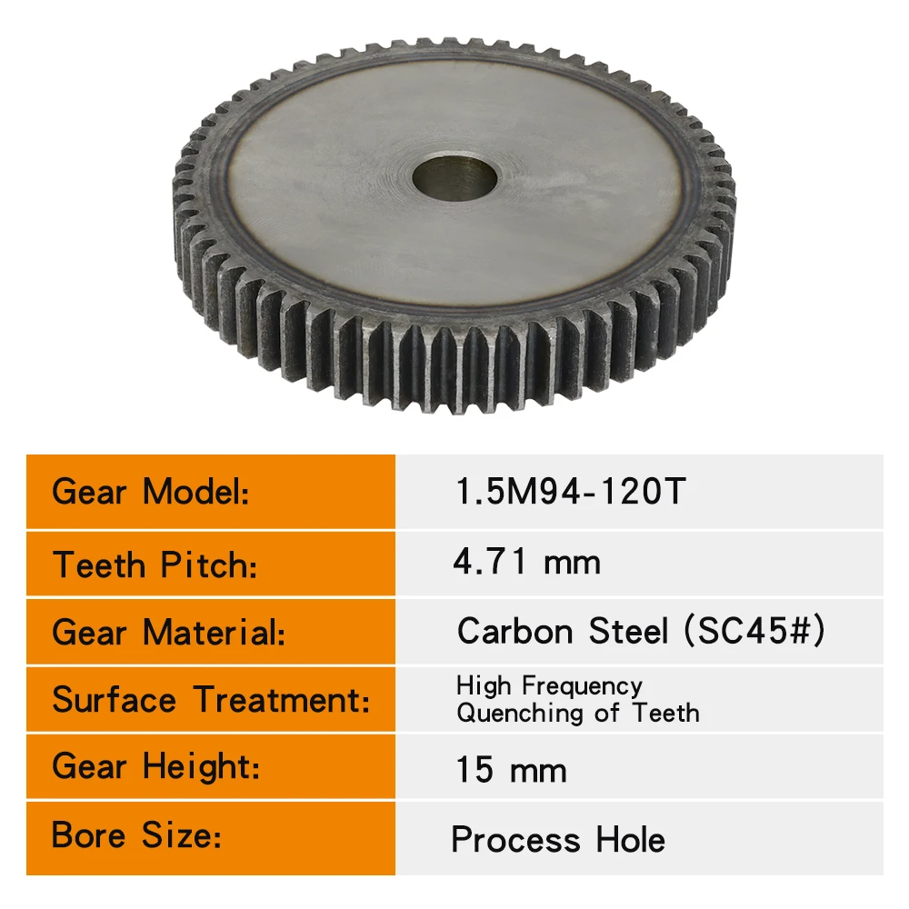 Imagem -03 - Engrenagem 1.5m-94 95 96 97 98 100 110 120 Dentes Sc45 Aço Carbono Material Engrenagem Cilíndrica de Alta Frequência Que Extingue os Dentes