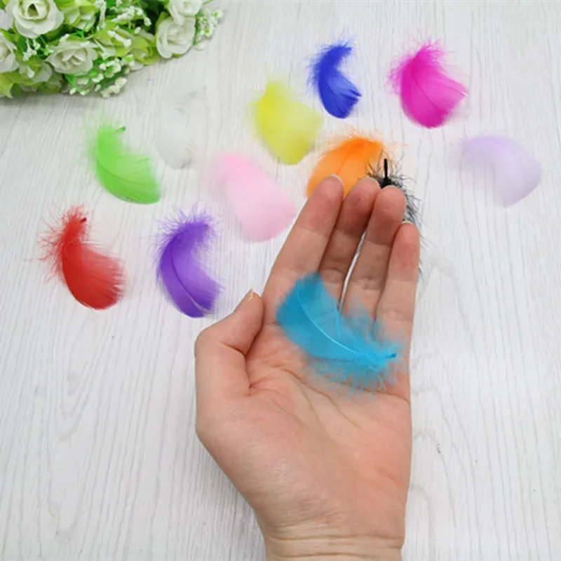 4-8cm Goose Feathers Natural Swan Samll Feather Diy Color Flutter Plume Stage Wedding Decoration Floating Plumas Spatter Balloon