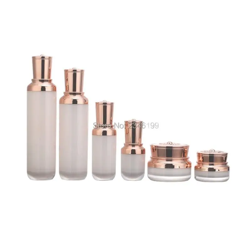 Empty Acrylic Cream Jar Rose Gold Acrylic Lotion Pump Bottle 120ml Empty Cream Cosmetic Container Emulsion Pump Packaging 10pcs