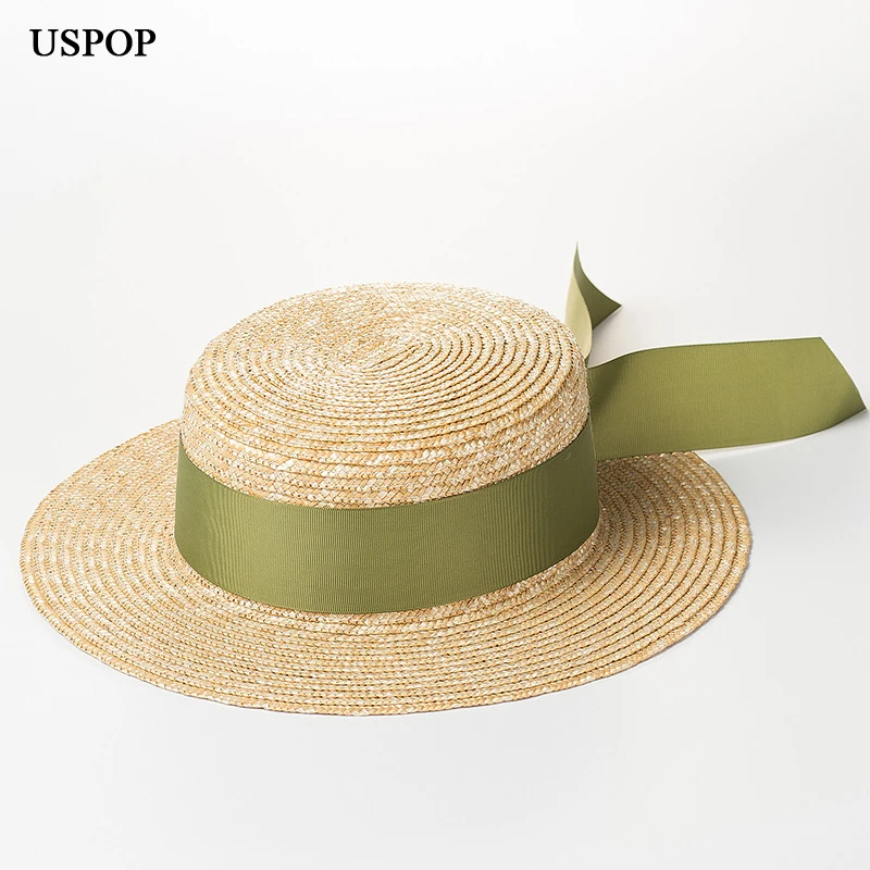 USPOP 2021 New Swallowtail bowknot straw hat Beach sun shade Natural straw sun hats