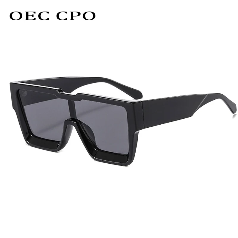 OEC CPO Oversized One Piece Sqaue Sunglasses Women Fashion Big Frames Sun Glasses For Men Brand Eyeglasses Ladies Eyewear UV400