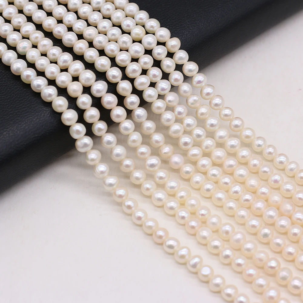 Real Natural Freshwater Pearl White Punch Round Beads Loose Pearls For DIY Charm Bracelet Necklace Jewelry Accessories Making