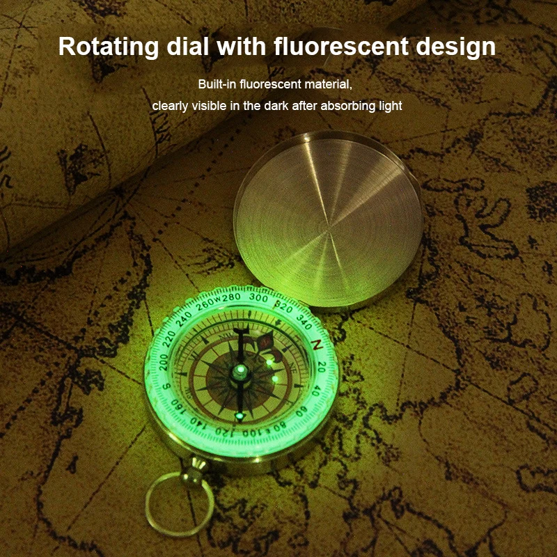 

Переносные карманные часы, светящийся компас с поворотом на 360 °, указатель, инструмент, походный латунный навигационный Тактический металлический Компас для выживания