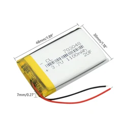 703048 Lipolymer Battery 3.7V 1100mAh Li-Po Lithium Cell Battery Rechargeable for GPS Reader Speaker Camera DVD