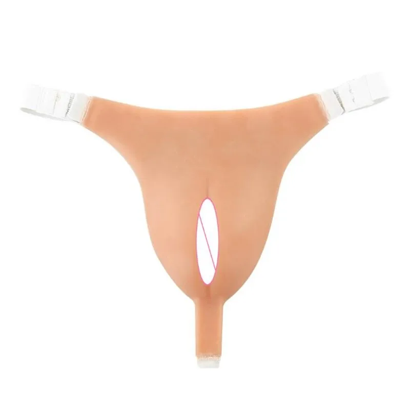 Silicone Triangle false T-back Panty Female Sexy Fake Vagina Women Underwear Crossdress Cosplay fake breast Transgender