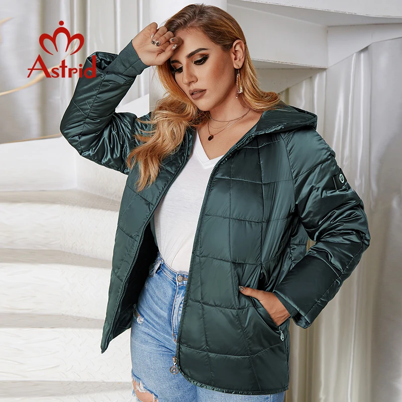 Astrid 2022 New Autumn Winter Women\'s coat women Windproof warm parka Plaid fashion Jacket hood Plus size female clothing 9385